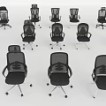 Multiple Black Office Chairs With Various Styles For Modern Office Spaces 3d model
