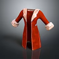 Stylish Red Long Coat With White Fur Collar And Cuffs Design