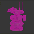 Futuristic Mechanical Turret Structure With Multiple Barrels Antennas And Control Panels