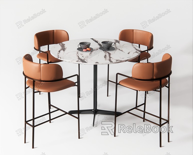 Modern Dining Table and Chair Combination Bar Chair High Stool Sofa Bar Chair Bar Table Round Table Tableware Ornaments model