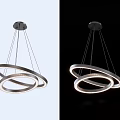 Modern Double Ring Pendant Light with Metal Frame and Illuminated Circular Design