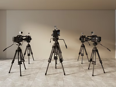 Professional Projection Monitoring System With Multiple Cameras On Tripod Stands 3d model
