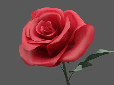 Stunning Red Rose Art Installation With Green Leaves And Realistic Petals 3d model