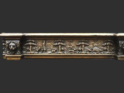 Classical Wooden Decorative Cabinet Featuring Intricate Carved Nature Scenes And Ornate Details 3d model