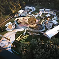 Children's Play Area Featuring Fun Structures Landscaped Paths And Lush Palm Trees