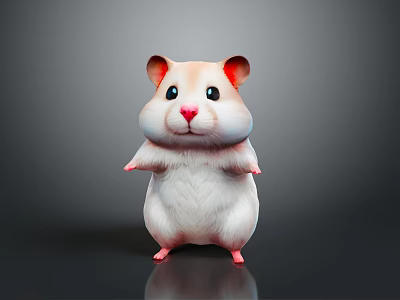 Cute Standing Hamster Game Movie Character with White Pink Fur 3D Rendered Design 3d model