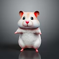 Cute Standing Hamster Game Movie Character with White Pink Fur 3D Rendered Design