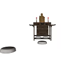 New Chinese Style Duan Jing Strip Case Buddha Statues Screen Buddha Niche Futon Strip Case 3d model