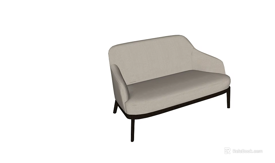 Modern Light Gray Fabric Multi Seater Sofa With Black Slim Legs Design 3d model 