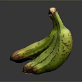 Fresh Bunch of Green Bananas with Brown Spots on Dark Background