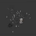 Cosmic Spacecraft Debris Scattered With Broken Mechanical Parts And Fragments