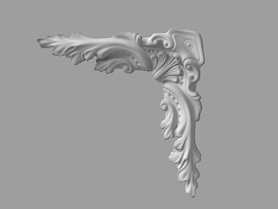 Ornate Carved Corner Decoration With Intricate Floral Patterns And Curved Designs 3d model