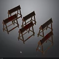 Wooden Folding Stools With Red Accents For Workshop And Home Use