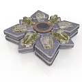 Star Shaped Gray Decorative Plates With Central Circular Part And Green Details