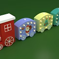 Electric Toy Train With Colorful Carriages Decorative Lights And Cartoon Patterns For Kids