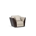 Modern Beige Sectional Sofa With Dark Brown Armrests And Soft Cushions 3d model