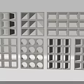 Modern Room Dividers With Various Geometric Patterns Including Squares Circles And Triangles 3d model