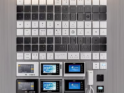 Various Styles Of Switch Panels With Different Designs And Display Screens 3d model