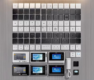 Various Styles Of Switch Panels With Different Designs And Display Screens 3d model