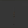 Ornate Decorative Weapon Featuring Sharp Tip Golden Accents And Red Gemstone