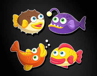 Modern Silhouette Cartoon Sea Life Silhouette 3d model