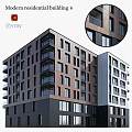 Modern Multi Storey Residential Apartment Building With Elegant Wooden Facade And Sleek Glass Balconies