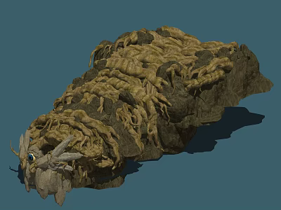 Twisted Vines Covering Rock With Earthy Texture And Mystical Eye Feature 3d model