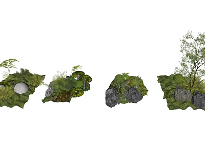 Small Garden Landscaping With Various Flower Plants Greenery And Decorative Rocks 3d model