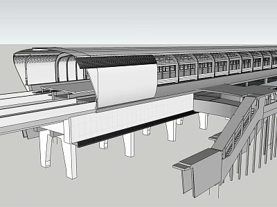 Modern subway station An elevated subway station in Shenzhen 3d model