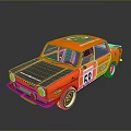 Orange Vintage Racing Car With Number 58 And Sponsor Decals