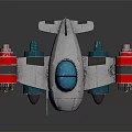 Futuristic Passenger Aircraft With Silver Body Blue Cockpit And Red Engines