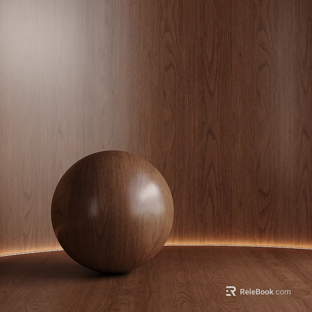 Wooden Sphere In Warm Lit Wooden Textured Space 3d model 