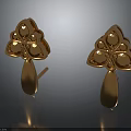 Elegant Golden Flower Shaped Stud Earrings With Gemstone For Fashion Accessories