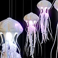 Modern Jellyfish Chandelier With Hanging LED Lights And Transparent Tentacles Design