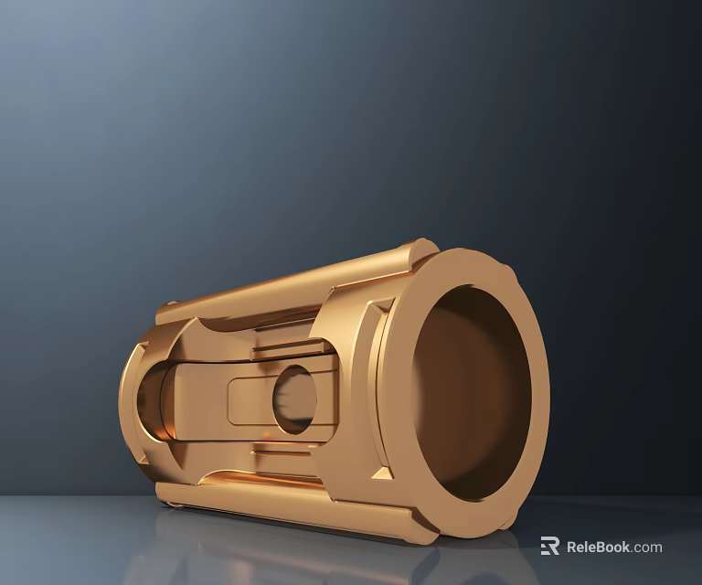 Golden Modern Ceiling Light With Metallic Finish And Cylindrical Design Structure 3d model 