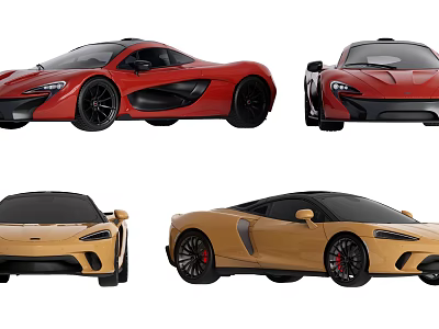 Red And Gold Luxury Sports Cars With Sleek Exterior Design And Modern Styling 3d model
