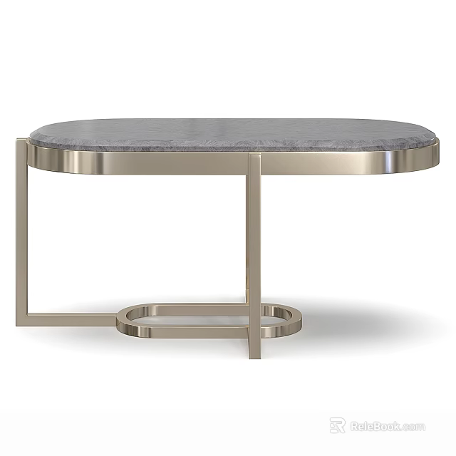 Stylish Round Coffee Table With Gray Tabletop And Sleek Metal Frame Design 3d model 