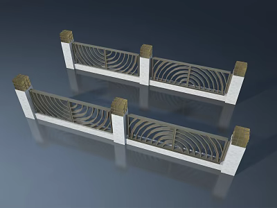 Modern Swing Door Design With Metal Railings And Decorative Patterns For Home Exterior 3d model