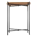 Modern Bar Stool With Black Metal Frame And Wooden Seat Top