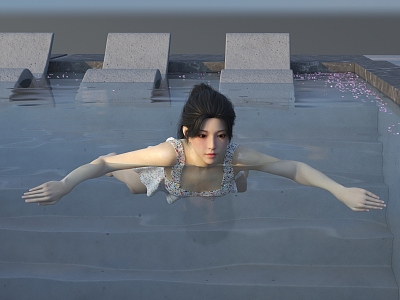 Modern woman swimming beauty 3d model