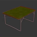 Green Modern Table With Smooth Surface And Sleek Metal Legs Design Structure 3d model