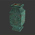 Intricately Carved Wooden Decorative Vase With Square Base And Floral Patterns