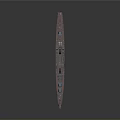 Detailed Military Warship 3D Model With Classic Naval Structure Design