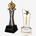 Trophies and Medals Featuring Golden Crown Silver Base Gold Star for Monthly Sales Elite Team