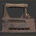 Vintage Household Electrical Iron Rusty Metal Body And Wooden Handle Design