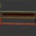 Wooden Bench With Red Cushioned Seat In Vintage Style And Classic Design