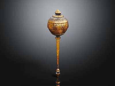 Golden Ornate Musical Instruments Art Supplies Storage Container With Intricate Design Stand 3d model
