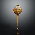 Golden Ornate Musical Instruments Art Supplies Storage Container With Intricate Design Stand