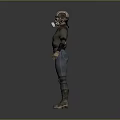 Post Apocalyptic Character Outfit With Gas Mask Green Jacket And Blue Pants