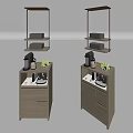 Modern Sideboard With Coffee Machine Green Plant And Hanging Shelves